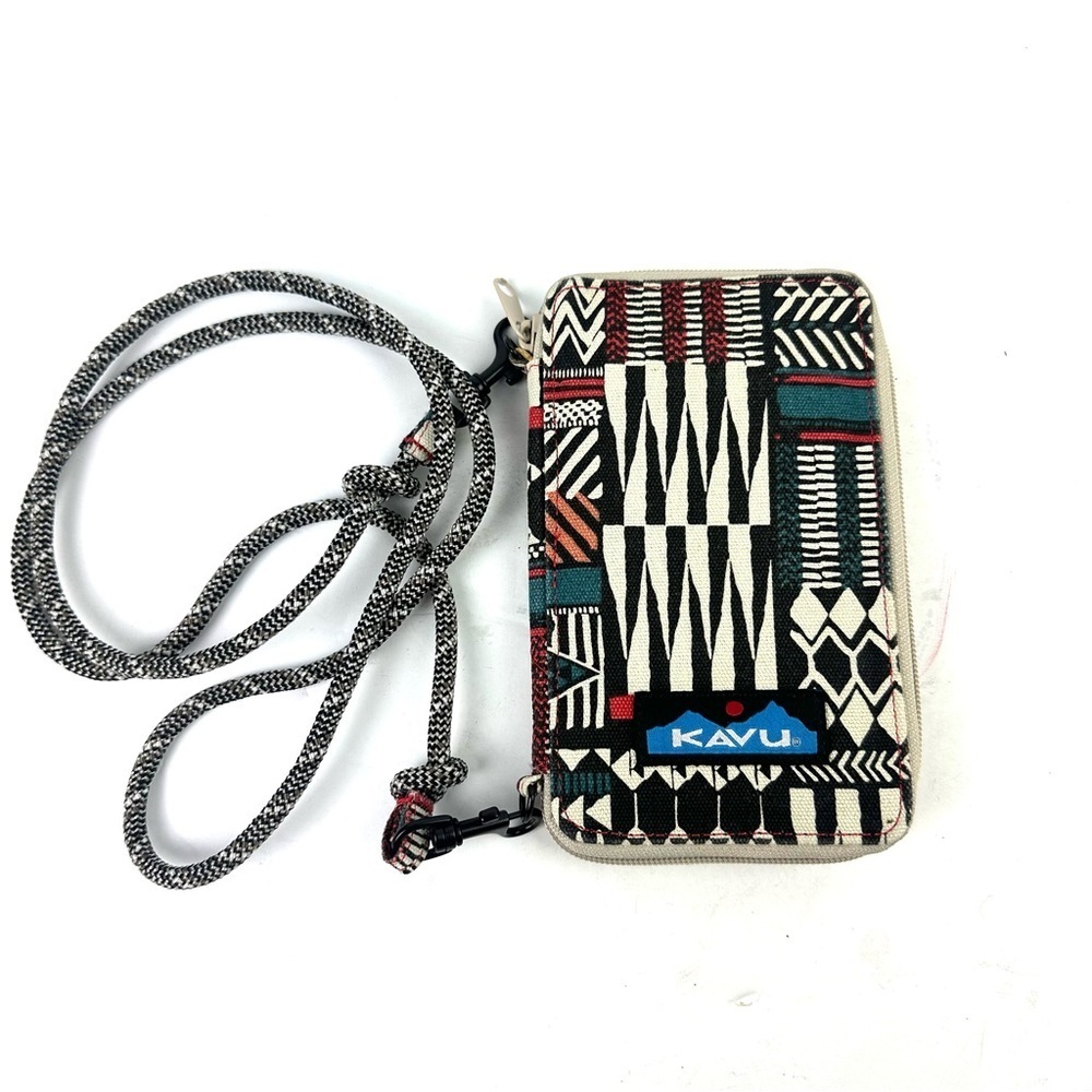 Kavu Go Time Wallet Canvas Crossbody Bag Geometric Purse Travel Organizer‎